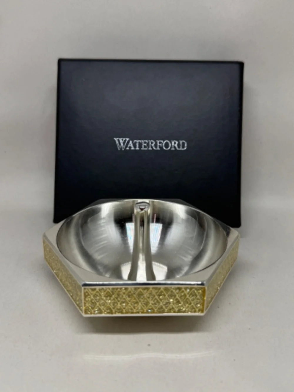 NIB Waterford Lismore Diamond Silver Ring Holder